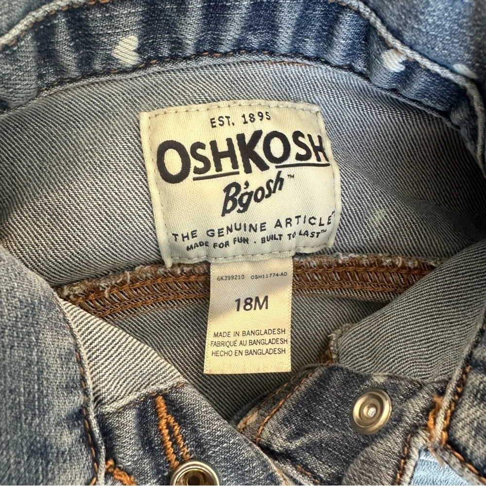 OshKosh Jean Jacket Heart Print Spring Denim Coat Toddler/Baby‎ Girl Size 18M